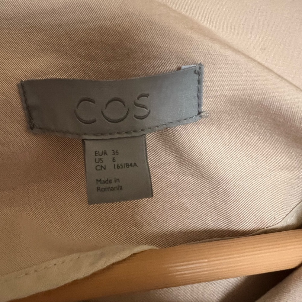Beige COS collarless cotton trench coat, size 36, us 6 - Picture 5 of 8